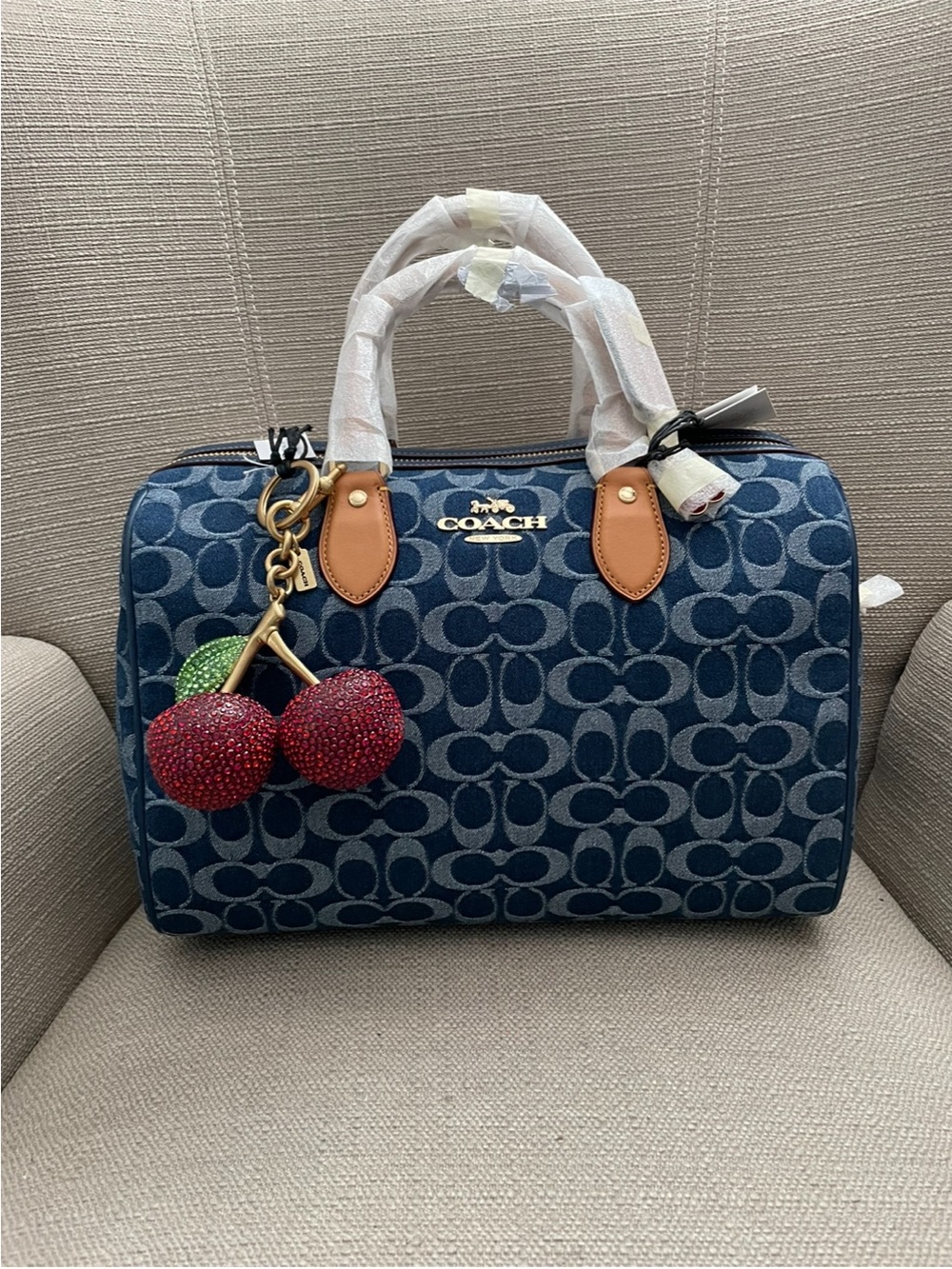 Coach Rowan Large Satchel Bag in Signature Canvas Denim/natural